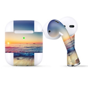 Skins Wraps compatible for Apple Airpods  Beach Tide Water Rocks Sunset Review