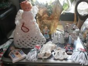 SALE Lot of 11 Vtg – Modern Christmas Decorations Angels Lace Crochet Plastic Review