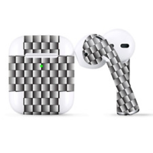 Skins Wraps compatible for Apple Airpods  White Grey Carbon Fiber Look Review