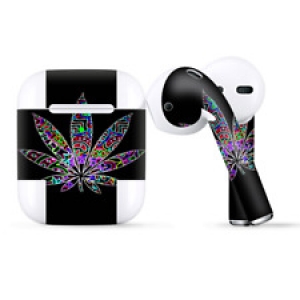 Skins Wraps compatible for Apple Airpods  pot leaf marijuana colorful retro Review
