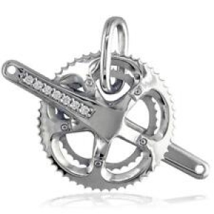 Extra Large Bicycle Crank Pendant with Cubic Zirconias, Bike Sprocket Wheel in S Review
