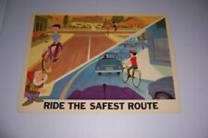 1966 DISNEY BICYCLE SAFETY RIDE ON THE SAFEST ROUTE 18″X13″ 102-H  Review