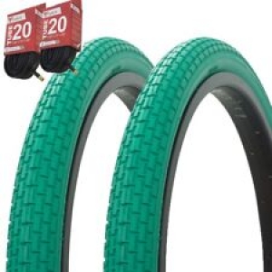 1PAIR! Bicycle Bike Tires & Tubes 20″ x 1.75″ Green/Green Sidewall G-5009 Review