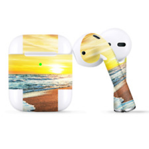Skins Wraps compatible for Apple Airpods  Ocean Sunset Review