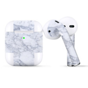 Skins Wraps compatible for Apple Airpods  Grey White Standard Marble Review