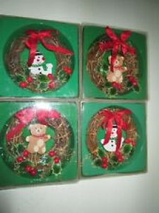 Christmas Decorations – 4 Tiny Grapevine Decorated Wreaths – New in Box Review
