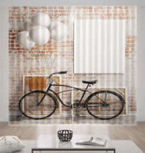 Balloons Tied Bicycles 3D Curtain Blockout Photo Printing Curtains Drape Fabric Review