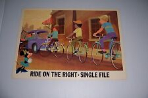 1966 DISNEY BICYCLE SAFETY RIDE ON THE RIGHT SINGLE FILE 18″X13″ 102-G MINNIE Review