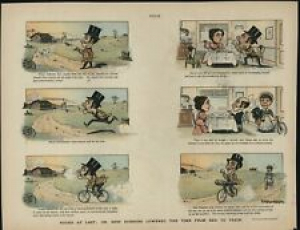 Domestic Life Bicycle Humor Comedy Comic Strip Funny 1896 color lithograph print Review
