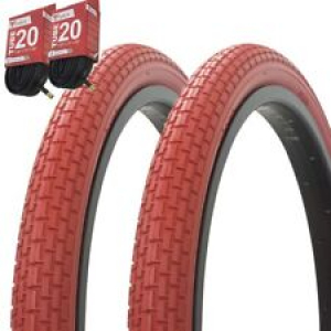 1PAIR! Bicycle Bike Tires & Tubes 20″ x 1.75″ Red/Red Sidewall G-5009 Review
