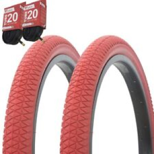 1PAIR! Bicycle Bike Tires & Tubes 20″ x 1.95″ Red/Red  Side Wall P-1171 Review