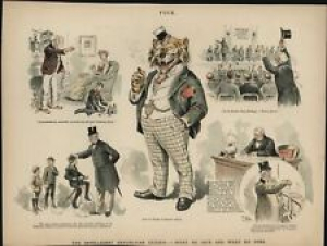 Tammany Hall Tiger New York Humor Political Satire 1891 Republican bicycle print Review