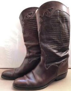 JOAN & DAVID BROWN CROC EMBOSSED WESTERN BOOTS  SZ 38 Made In Italy RARE!!!!! Review