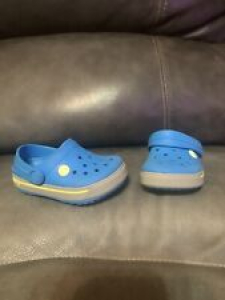 Crocs Crocband Clog Grey/Graphite Blue Relaxed Fit Children  Size 4 EUC Review