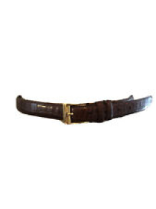 Ralph Lauren Brown Leather Moc Croc Embossed Belt W/ Gold Hardware Size M Review