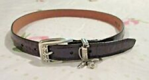 BRIGHTON BELT WOMENS SIZE 30 BROWN MOCK CROCK GOLD BELT W CHARMS SILVER HARDWARE Review