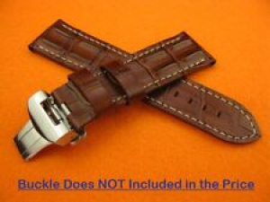 24mm PAM HORNBACK CROC Deployment Leather Strap Brown Watch Band 44mm Case Review