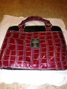 Bible Cover-Glossy Croc Embossed Purse Style-Medium-Burgundy Review