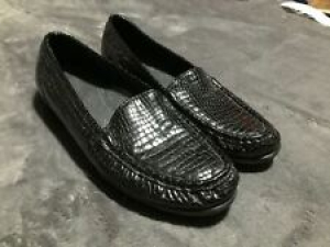 SAS Size 9 Tripad Comfort Loafer Black Patent Croc Print Womens Flats MSRP $140 Review