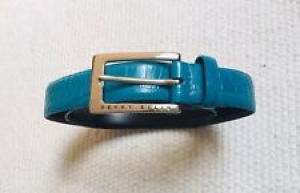 Perry Ellis Portafolio Turquoise Croc Embossed Womens 1” Thick Belt Size Small Review