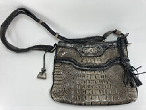 M.C. MARC CHANTAL Black/Charcoal Faux Croc Embossed Handbag Purse Review