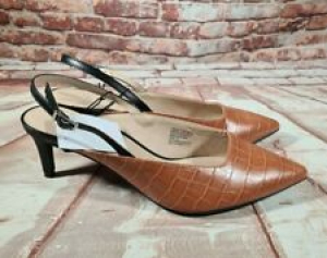 BNWT Ladies Sz 10 Anko Brand Tan Croc Print Courts Heels Shoes Review