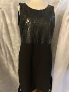 New NWT ANNE KLEIN BLACK SHIFT Sheath DRESS Sz 8 Faux CROCODILE LEATHER  $149.0 Review
