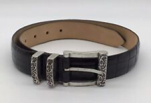 Enmon Belt Black Italian Calfskin Belt  Size S #9852  NICE Review