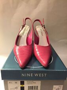 Nine West Dustyo Pink Croc Leather Pump Size 6.5 Review