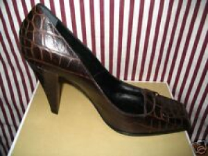 CASADEI BROWN LEATHER CROC PRINT HEELS 8 38 Review