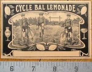 Bicycle, ‘Cycle-Ball’ – Printer’s Proof 1930s Bottle Label – Cycle Bal Lemonade Review