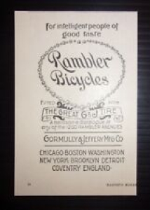 1895 Rambler Bicycles Advertisement Gormully & Jeffery Mfg. Co. Review