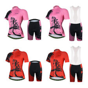 Women’s Cycling Kit Bicycle Jersey and Biking (Bib) Shorts Set Pink / Red S-5XL Review
