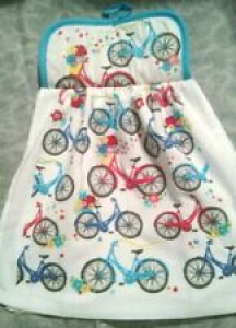 Bicycle print towel with potholder top for hanging .HANDY Review