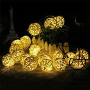 Christmas Tree Ornaments Xmas Decoration Lights String 20 Rattan Ball Led Gift Review