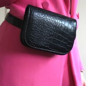 NEW Convertible Belt Bag – Faux Leather, Black, Croc Stamped Review