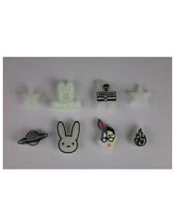 NEW 8 pc BAD BUNNY Shoe Charms FOR Croc & Bracelet & shoe Wristband Glow In Dark Review