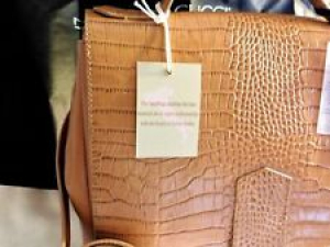 Iacucci Italian Croc & Pebble Honey Leather Satchel Top Handle Flap Style -New Review