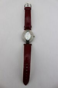 CHICO’S Silver Tone Red Croc Embossed Leather Rhinestone Mother Of Pearl Watch Review