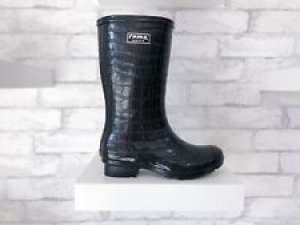 Roma Women’s Rain Boots Mid Calf Black Croc Size 6 New In Box Review
