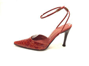 SERGIO ROSSI Cognac Croc Skin Ankle-Strap Slingback Heel Pumps Shoes Sz 36.5 Review