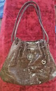 Vintage Brighton Brown Leather CROC Handbag Purse Tote Review