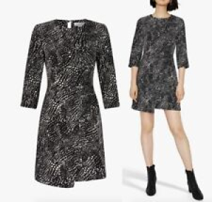 WAREHOUSE Croc Print Wrap Front Mini Dress, Black/White Sizes 8 -10-12-14-16-18 Review