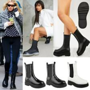 Womens Chunky Chelsea Boots High Top Ankle Elasticated Comfy Winter Shoes Size Review
