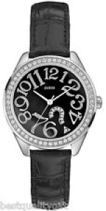NEW GUESS BLACK CROC LEATHER STRAP WITH CRYSTALS LOGO WATCH-G76030L Review