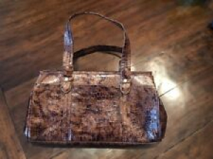 Monsac Purse Handbag Dark Brown Faux Croc Authentic Review