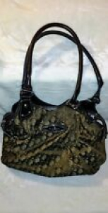 Brown Beige Croc Rosetti Shoulder HandBag New York Bag Gold Metal Review