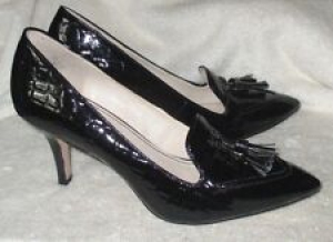EUC *ANNE KLEIN* Black Croc Design Faux Patent Leather 3 1/4″ Classic Heel, 8M Review