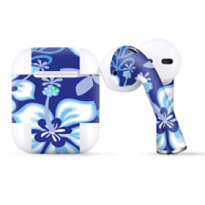 Skins Wraps compatible for Apple Airpods  Hibiscus Hawaii Flower Blue Review