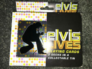 ELVIS PRESLEY LIVES Bicycle 2 DECKS OF PLAYING CARDS In Collectible Tin 2005 NEW Review